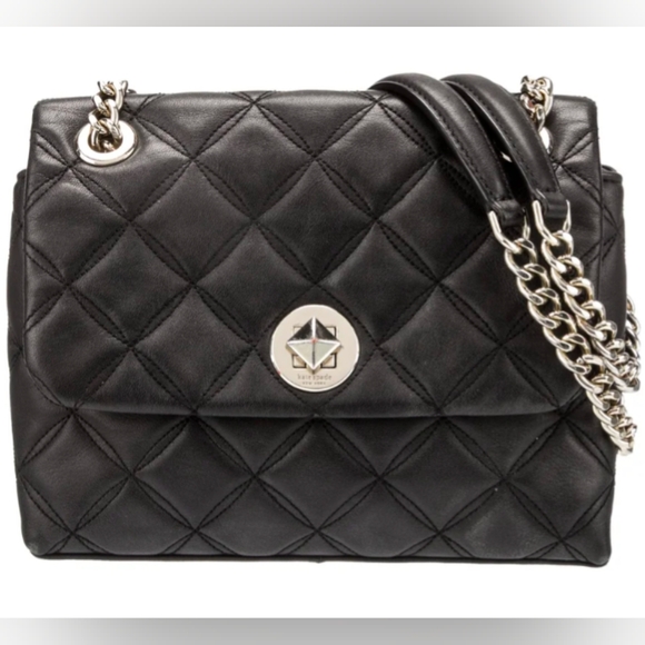 Kate Spade Black Quilted Chain Shoulder Bag Excellent Condition - Picture 1 of 16